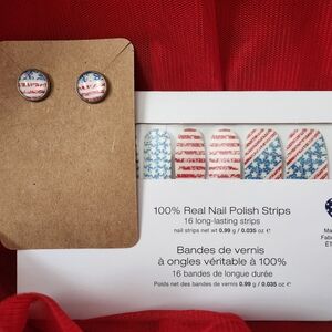 American Flag Nail Polish Strips and Earrings Set